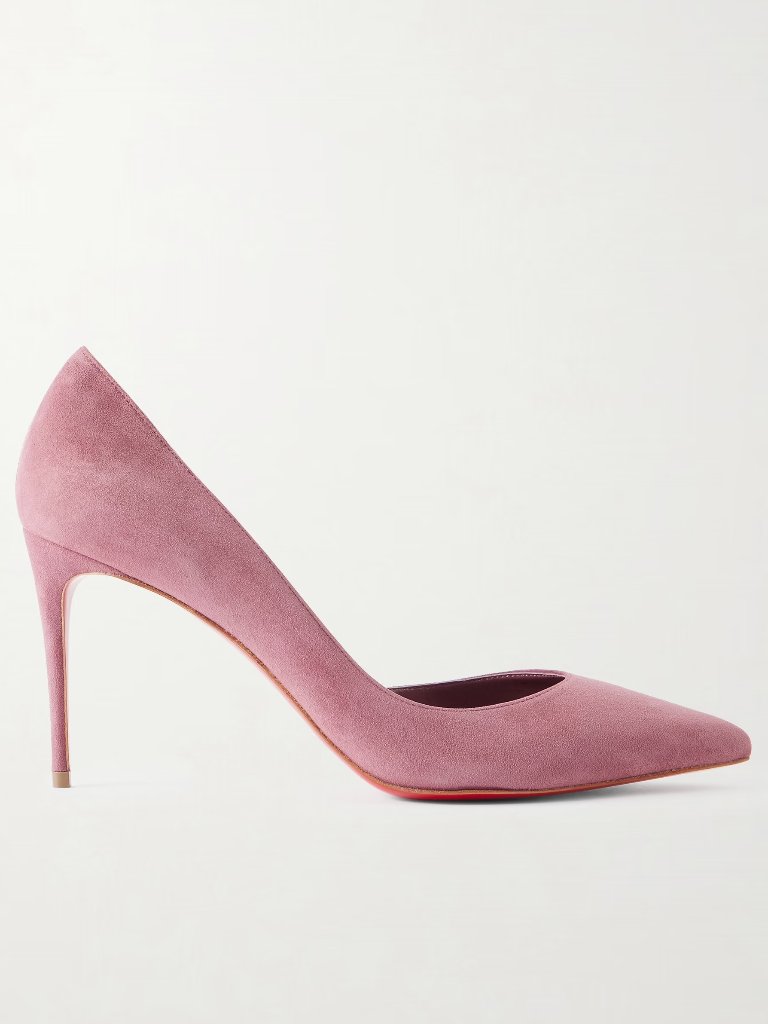Christian Louboutin Iriza 85 Suede D'orsay Heels Pumps Shoes Palacy Pink